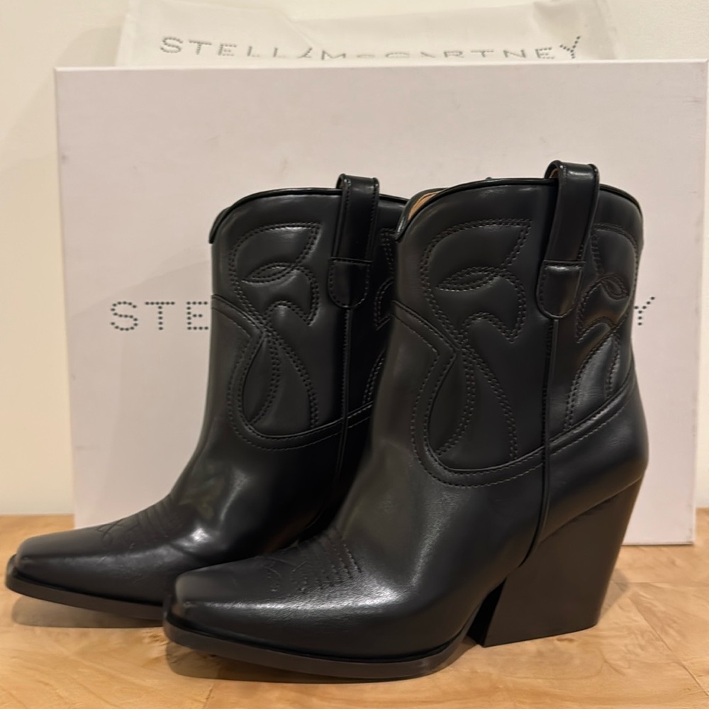 Stella McCartney Alter Mat Faux Leather Cowboy Boots NEW